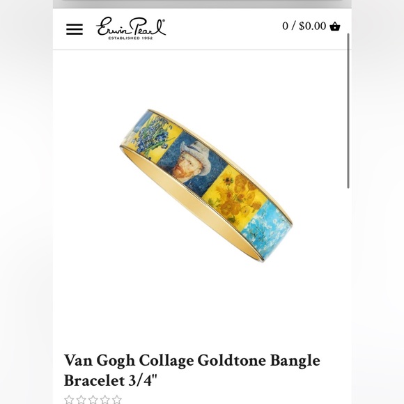 Erwin pearl x Vincent van gogh museum Jewelry - Van Gogh 22kt Goldplated bangle Van Gogh Collage, by Erwin Pearl®